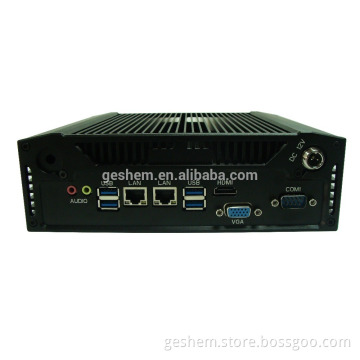 Geshem aliuminum box PC-GS5067H ubuntu Industrial pc type 12v5A mini pc i7 with 4gb ram 2 ethernet mini pc